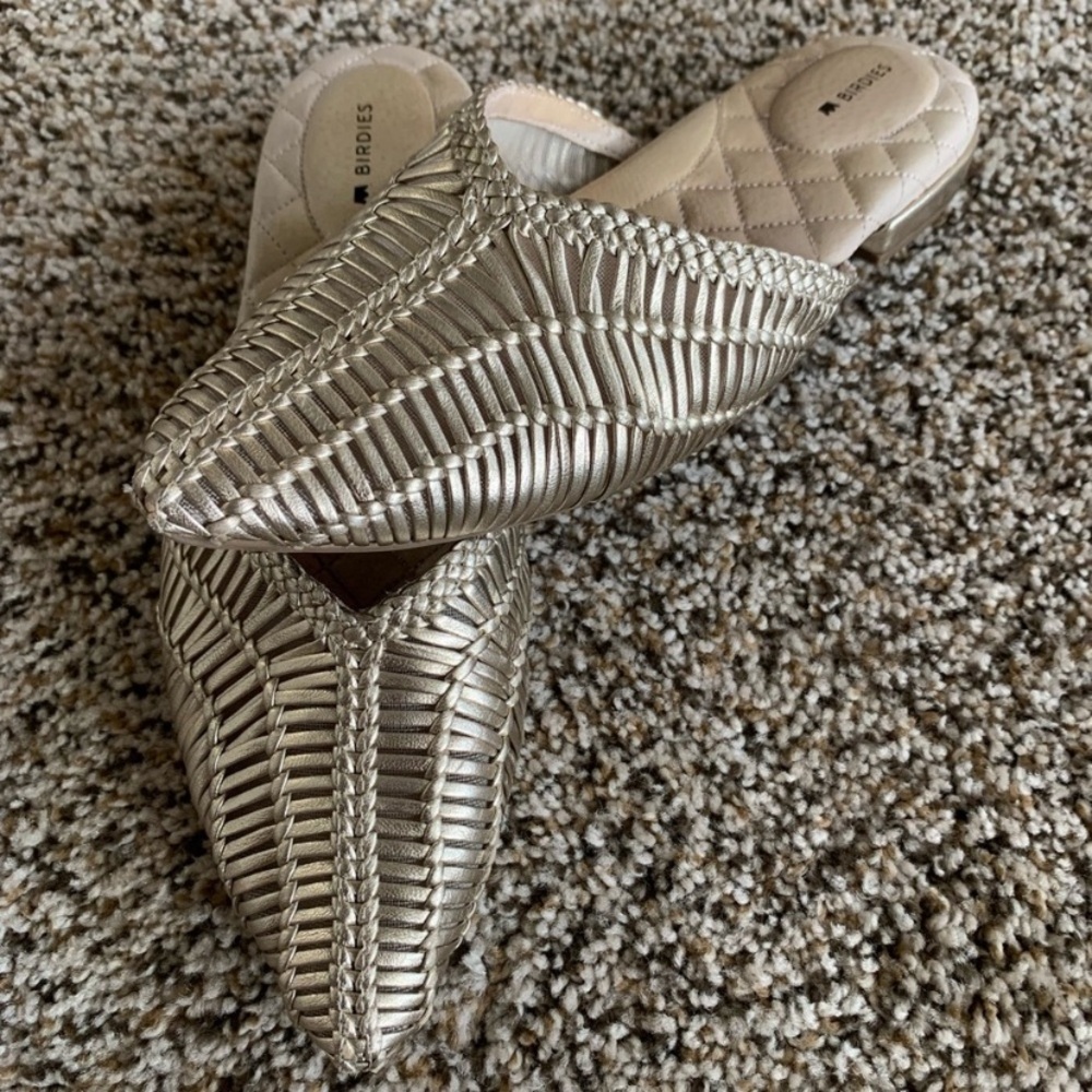 Birdies Gold Woven Women's Mules
